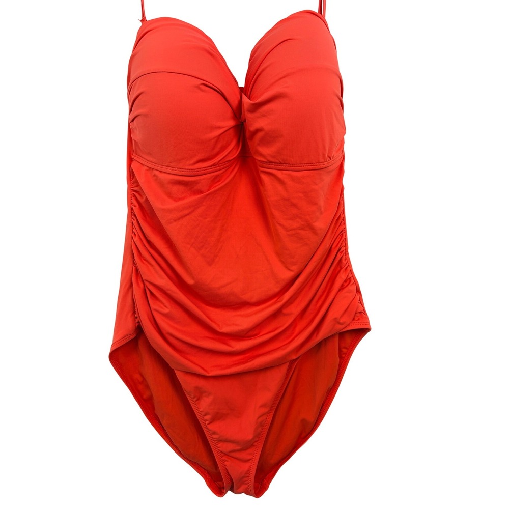 Anne Cole Twist Front One Piece Swimsuit 16 Orange Excellent